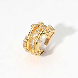 Abstract CZ Stone Paved Adjustable Ring