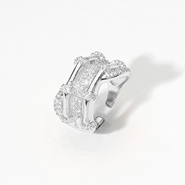Abstract CZ Stone Paved Adjustable Ring