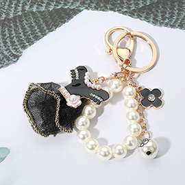 Enamel Pearl Mesh Dress Keychain / Bag Charm