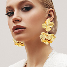 Oversized Metal Flower Link Earrings