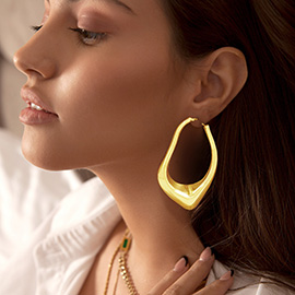 Abstract Matte Metal Hoop Earrings