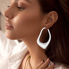 Abstract Matte Metal Hoop Earrings
