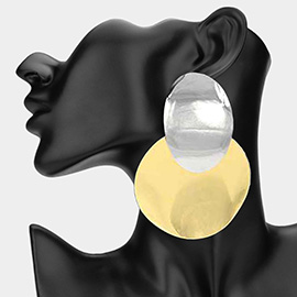 Oversized Metal Disc Link Earrings