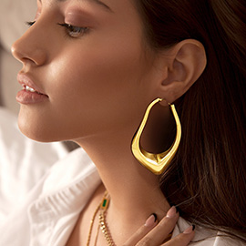 Abstract Metal Hoop Earrings