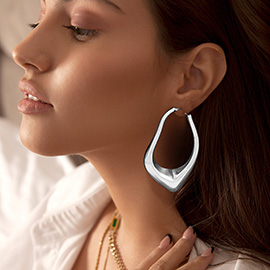 Abstract Metal Hoop Earrings