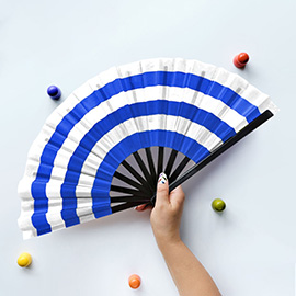 Color Block Striped Folding Line Dance Hand Fan