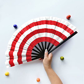 Color Block Striped Folding Line Dance Hand Fan
