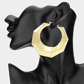 Chunky Metal Pin Catch Hoop Earrings