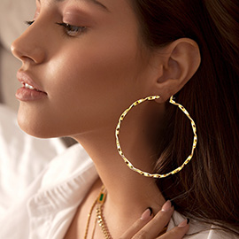 Twisted Metal Pin Catch Hoop Earrings