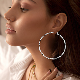 Twisted Metal Pin Catch Hoop Earrings
