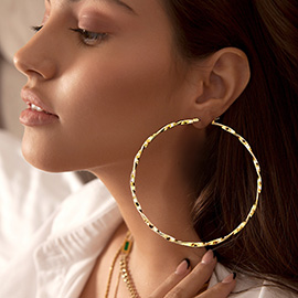 Twisted Metal Pin Catch Hoop Earrings