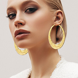 Oversized Metal Oval Pin Catch Hoop Earrings