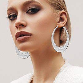 Oversized Metal Oval Pin Catch Hoop Earrings