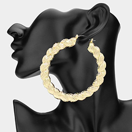 Oversized Chunky Textured Metal Pin Catch Hoop Earrings