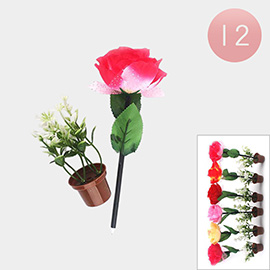 12PCS - Rose Stem Plant Ball Pens