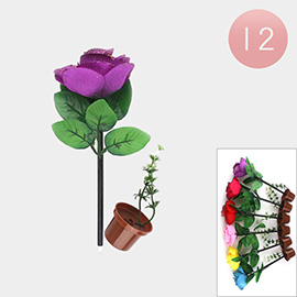 12PCS - Glittered Rose Stem Plant Ball Pens