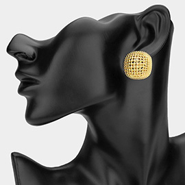 Geographic Textured Metal Square Stud Earrings