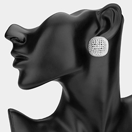 Geographic Textured Metal Square Stud Earrings