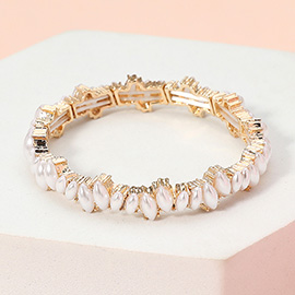 Marquise Pearl Cluster Stretch Bracelet