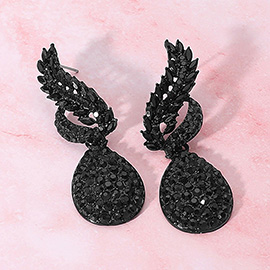 Rhinestone Embellished Teardrop Dangle Evening Earrings