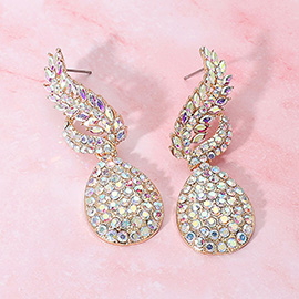 Rhinestone Embellished Teardrop Dangle Evening Earrings