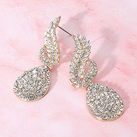Rhinestone Embellished Teardrop Dangle Evening Earrings