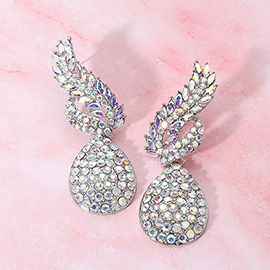 Rhinestone Embellished Teardrop Dangle Evening Earrings