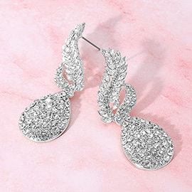 Rhinestone Embellished Teardrop Dangle Evening Earrings