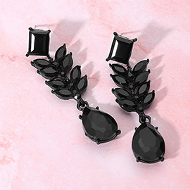 Marquise Stone Cluster Drop Teardrop Dangle Evening Earrings