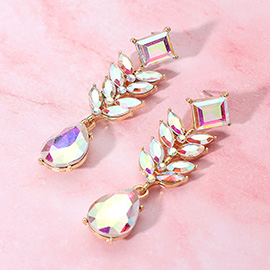 Marquise Stone Cluster Drop Teardrop Dangle Evening Earrings