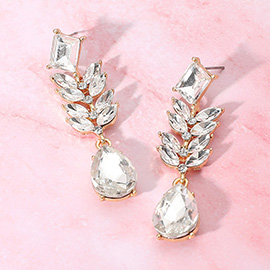 Marquise Stone Cluster Drop Teardrop Dangle Evening Earrings
