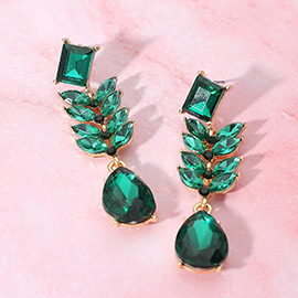 Marquise Stone Cluster Drop Teardrop Dangle Evening Earrings