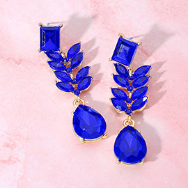 Marquise Stone Cluster Drop Teardrop Dangle Evening Earrings