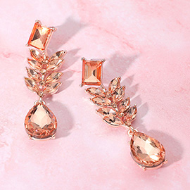 Marquise Stone Cluster Drop Teardrop Dangle Evening Earrings