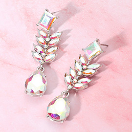 Marquise Stone Cluster Drop Teardrop Dangle Evening Earrings