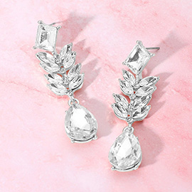 Marquise Stone Cluster Drop Teardrop Dangle Evening Earrings