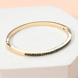 Stone Paved Hinged Bangle Bracelet