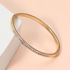 Stone Paved Hinged Bangle Bracelet