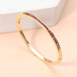 Stone Paved Hinged Bangle Bracelet