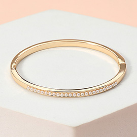 Pearl Paved Hinged Bangle Bracelet
