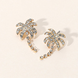Stone Paved Palm Tree Earrings