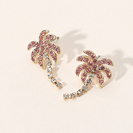 Stone Paved Palm Tree Earrings