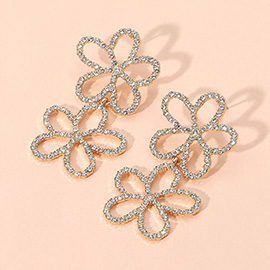 Stone Paved Open Flower Link Earrings