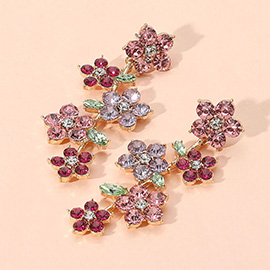 Stone Embellished Flower Branch Drop Earrings
