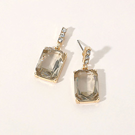 Rectangle Stone Cluster Dangle Earrings