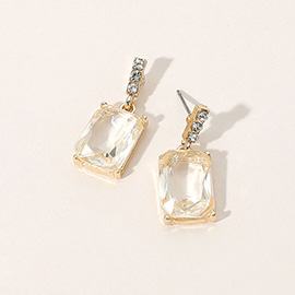 Rectangle Stone Cluster Dangle Earrings