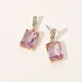 Rectangle Stone Cluster Dangle Earrings