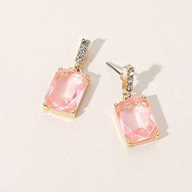 Rectangle Stone Cluster Dangle Earrings