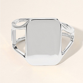 Metal Rectangle Plated Hinged Bangle Bracelet