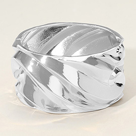 Textured Metal Wide Hinged Bangle Bracelet